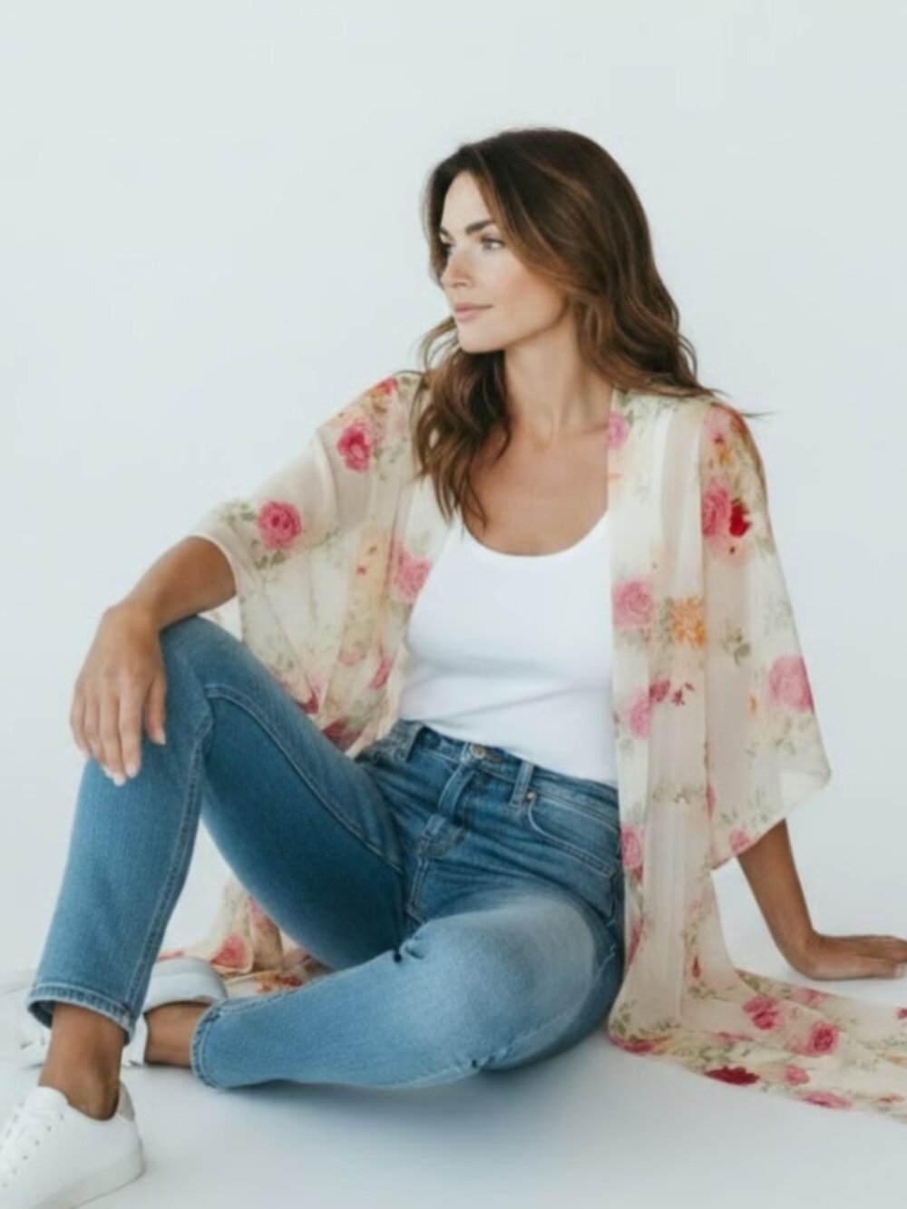 LuLaRoe Shirley kimono medium floral sheer